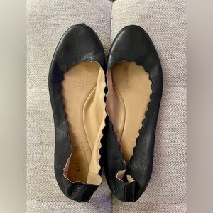 Chloe Lauren Scalloped Black Size 39 Ballet Flats